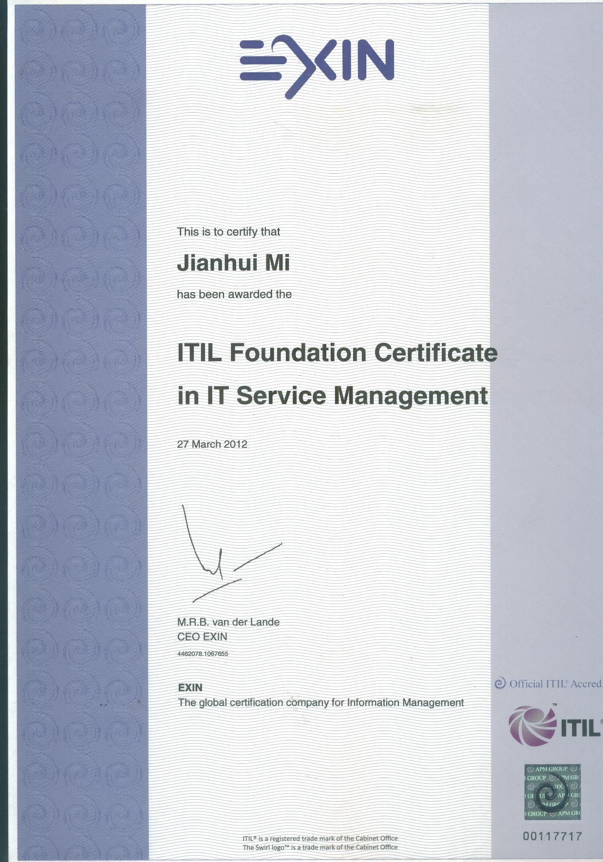 米国生活-米建辉-ITIL-证书