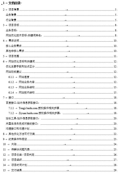 SEO项目立项书目录-米国生活